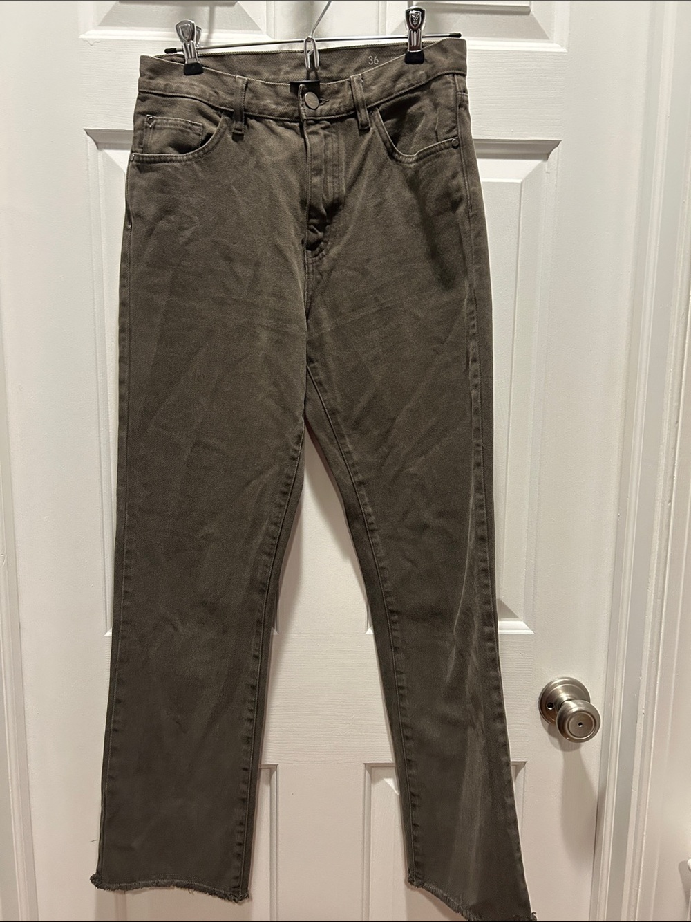 Massimo Dutti Olive Green Straight Jeans